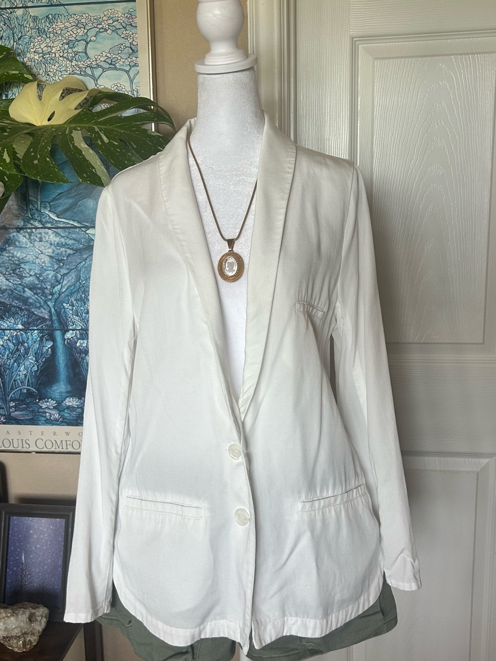 H&M Cream Lightweight Shawl Collar Blazer